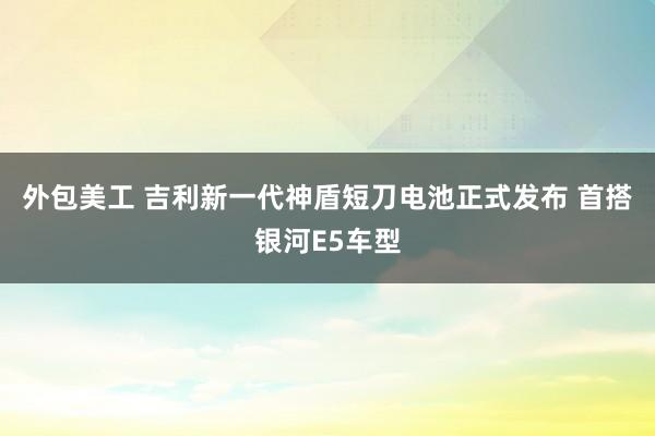 外包美工 吉利新一代神盾短刀电池正式发布 首搭银河E5车型