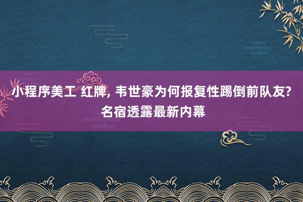 小程序美工 红牌, 韦世豪为何报复性踢倒前队友? 名宿透露最新内幕