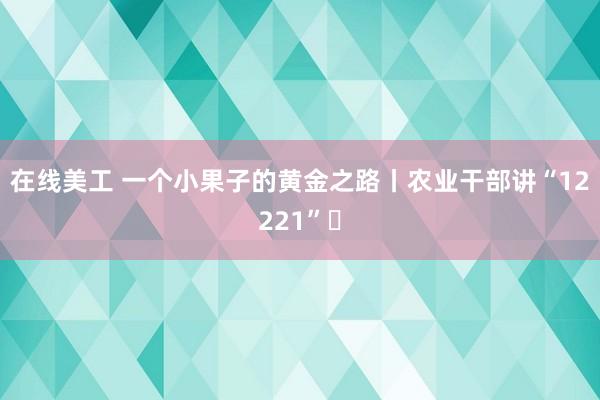 在线美工 一个小果子的黄金之路丨农业干部讲“12221”⑬